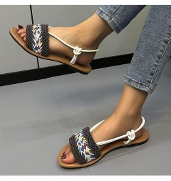 Buckle Slip on Slide Sandals Women Sandals Strap Flat Bottom Casual Fashion Women's Sandals Leather Sandals Women 8 Blue $13....