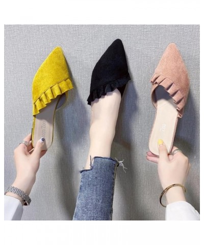 Women's Mule Flat Bottomed Fashionable Pointed Short Heel Office Women's Backless Mule Casual Sandals Peach $26.99 Mules & Clogs