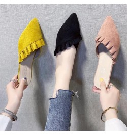 Women's Mule Flat Bottomed Fashionable Pointed Short Heel Office Women's Backless Mule Casual Sandals Peach $26.99 Mules & Clogs