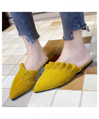 Women's Mule Flat Bottomed Fashionable Pointed Short Heel Office Women's Backless Mule Casual Sandals Peach $26.99 Mules & Clogs