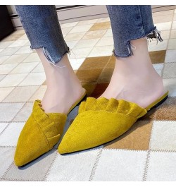 Women's Mule Flat Bottomed Fashionable Pointed Short Heel Office Women's Backless Mule Casual Sandals Peach $26.99 Mules & Clogs