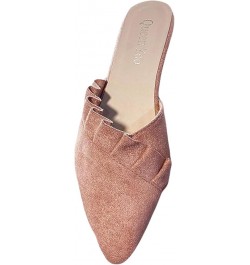 Women's Mule Flat Bottomed Fashionable Pointed Short Heel Office Women's Backless Mule Casual Sandals Peach $26.99 Mules & Clogs