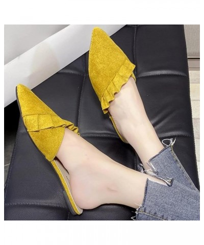 Women's Mule Flat Bottomed Fashionable Pointed Short Heel Office Women's Backless Mule Casual Sandals Peach $26.99 Mules & Clogs