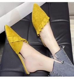 Women's Mule Flat Bottomed Fashionable Pointed Short Heel Office Women's Backless Mule Casual Sandals Peach $26.99 Mules & Clogs