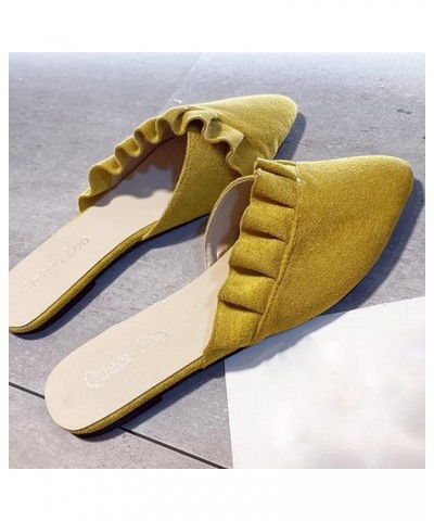 Women's Mule Flat Bottomed Fashionable Pointed Short Heel Office Women's Backless Mule Casual Sandals Peach $26.99 Mules & Clogs