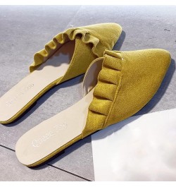 Women's Mule Flat Bottomed Fashionable Pointed Short Heel Office Women's Backless Mule Casual Sandals Peach $26.99 Mules & Clogs