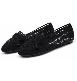 Women's Cut Out Breathable Lace Ballet Flats C Black $13.22 Flats