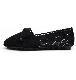 Women's Cut Out Breathable Lace Ballet Flats C Black $13.22 Flats