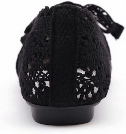 Women's Cut Out Breathable Lace Ballet Flats C Black $13.22 Flats