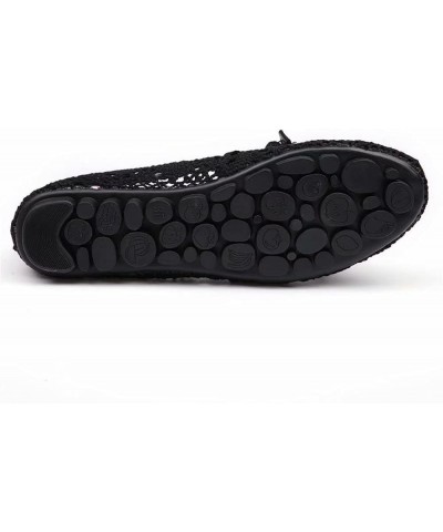 Women's Cut Out Breathable Lace Ballet Flats C Black $13.22 Flats