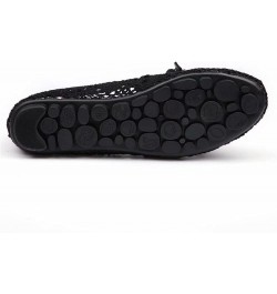 Women's Cut Out Breathable Lace Ballet Flats C Black $13.22 Flats