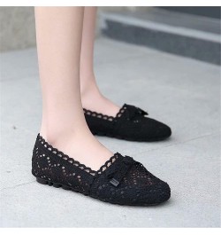 Women's Cut Out Breathable Lace Ballet Flats C Black $13.22 Flats