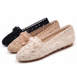 Women's Cut Out Breathable Lace Ballet Flats C Black $13.22 Flats