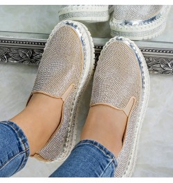 Casual Shoes for Women's Leisure Crystal Thick-Soled Flat Shoes Comfortable Loafers Women's Canvas Shoes Silver $22.52 Pumps