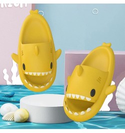 Womens Mens Shark Slippers, Cartoon Shark Bathroom Slippers Super Soft Cloud Sliders Non-Slip Quick Dry Shower Slippers-Orang...