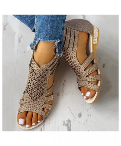 Sandals for Women Casual Summer Womens Summer Casual Platform Sandals with High Heel Beach Sandals Espadrille Platform Z4-glo...