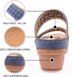 Wedge Slides for Women Ankle Strap Low Platform Wedges Sandals Flat Mules Open Toe Rhinestones Shoes 98-zoxro-blue-6 $20.07 S...