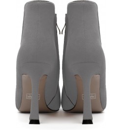 Womens Pointed Toe Zip Evening Dress Suede Spool High Heel Ankle High Boots 4 Inch Grey $46.09 Boots