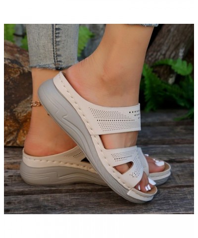 Women's Flat Platform Sandals Strappy Lace-Up Open Toe Flip Flops Dress Shoes Party Dress Pumps Shoes White $11.24 Sandals