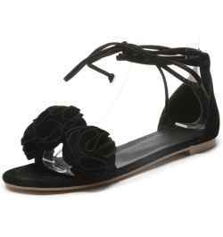 Womens LC598 Fashion Casual Ruched Performance Nubuck Flats Sandals Black $34.97 Sandals