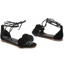 Womens LC598 Fashion Casual Ruched Performance Nubuck Flats Sandals Black $34.97 Sandals