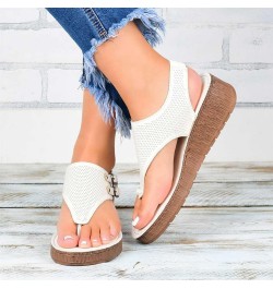 Womens Flat Sandals Ladies Summer Vintage Buckle Design Ankle Strap Thong Sandals Faux Leather Flip Flops Comfy T-Bar Slingba...