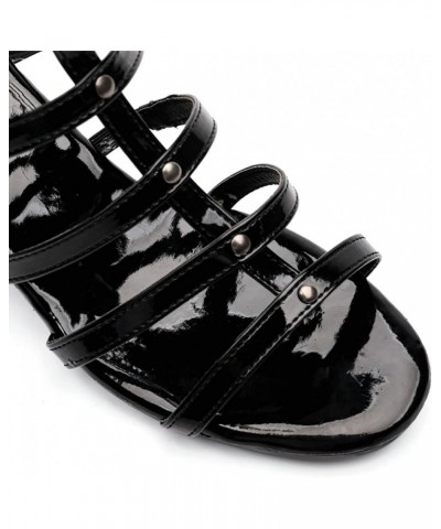 Black Flat Strappy Sandals For Womens Sandals Nude Sandal Dress Sandals For Women Strappy Sandals For Women Wedge Heel Black-...