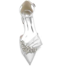 Women's Pointed Bride Shoes Flat Closed Toe Rhinestone Flat Heel Wedding Shoes Satin Party Shoes Ivory 43 $30.36 Flats