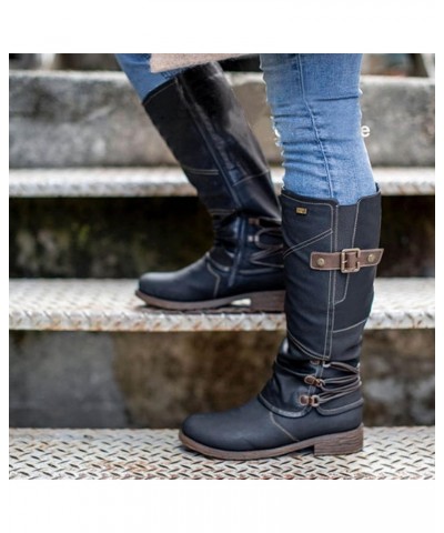 Womens Boots Fashion High Tube Square Heel Rider Boots Color Side Zipper Waterproof Boots (Gray, 8) 8 Black $25.25 Boots