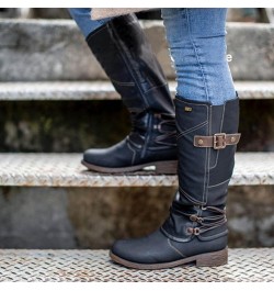 Womens Boots Fashion High Tube Square Heel Rider Boots Color Side Zipper Waterproof Boots (Gray, 8) 8 Black $25.25 Boots