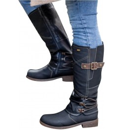 Womens Boots Fashion High Tube Square Heel Rider Boots Color Side Zipper Waterproof Boots (Gray, 8) 8 Black $25.25 Boots