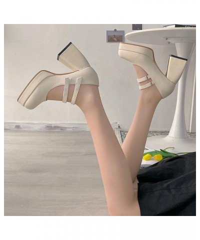 Women's Fashion Classic Pumps High Heel Shoes Square Toe Double Ankle Strap Dress Platform Wedge Shoes 37 White $29.15 Pumps