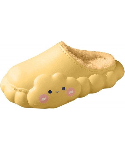 Women's Stylish Indoor Slippers Slippers Flat Bottom Soft Bottom Non Slip Cartoon Cloud Shape Plush Warm Slippers Yellow $11....