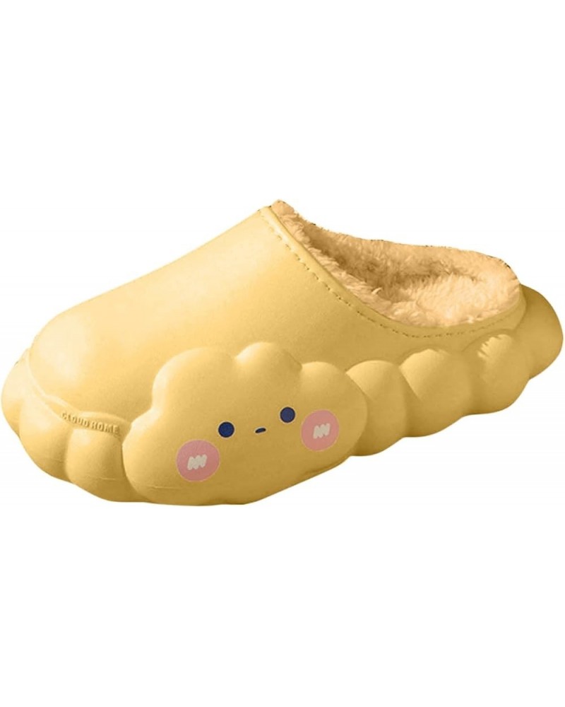 Women's Stylish Indoor Slippers Slippers Flat Bottom Soft Bottom Non Slip Cartoon Cloud Shape Plush Warm Slippers Yellow $11....