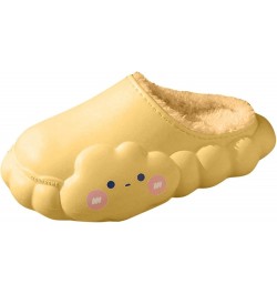 Women's Stylish Indoor Slippers Slippers Flat Bottom Soft Bottom Non Slip Cartoon Cloud Shape Plush Warm Slippers Yellow $11....