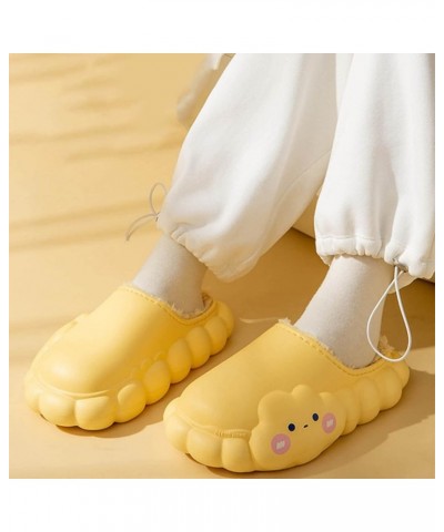 Women's Stylish Indoor Slippers Slippers Flat Bottom Soft Bottom Non Slip Cartoon Cloud Shape Plush Warm Slippers Yellow $11....