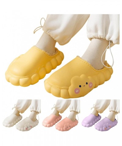 Women's Stylish Indoor Slippers Slippers Flat Bottom Soft Bottom Non Slip Cartoon Cloud Shape Plush Warm Slippers Yellow $11....