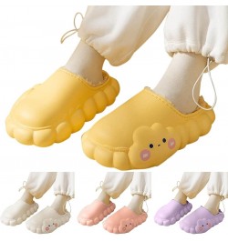 Women's Stylish Indoor Slippers Slippers Flat Bottom Soft Bottom Non Slip Cartoon Cloud Shape Plush Warm Slippers Yellow $11....