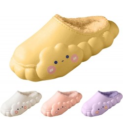 Women's Stylish Indoor Slippers Slippers Flat Bottom Soft Bottom Non Slip Cartoon Cloud Shape Plush Warm Slippers Yellow $11....