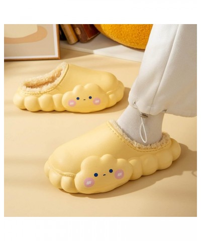 Women's Stylish Indoor Slippers Slippers Flat Bottom Soft Bottom Non Slip Cartoon Cloud Shape Plush Warm Slippers Yellow $11....