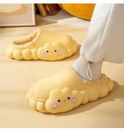 Women's Stylish Indoor Slippers Slippers Flat Bottom Soft Bottom Non Slip Cartoon Cloud Shape Plush Warm Slippers Yellow $11....