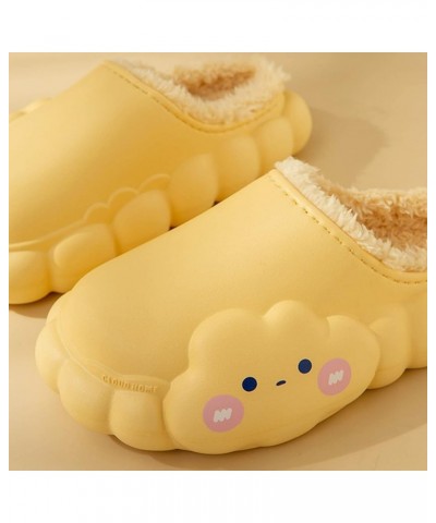 Women's Stylish Indoor Slippers Slippers Flat Bottom Soft Bottom Non Slip Cartoon Cloud Shape Plush Warm Slippers Yellow $11....