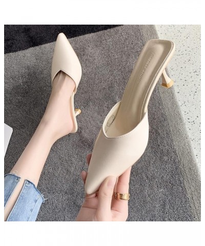 Fashion Pointed Toe Backless Mules Shoes for Women High Kitten Heels Slip-on Elegant Simple Office Work Sandals Pumps Black $...