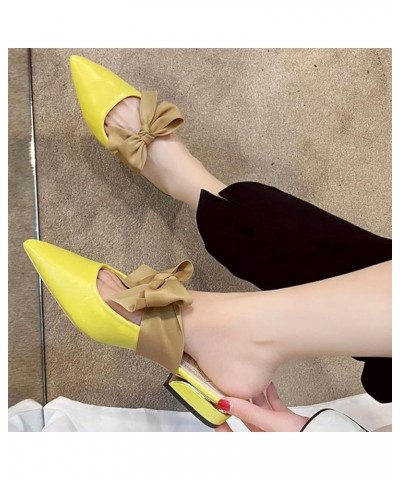 Women's Mule Shoes with Bow, Low Heel, Lightweight Pointed Toe, Comfortable Walking, Backless Mule Sandals Yellow $24.83 Mule...