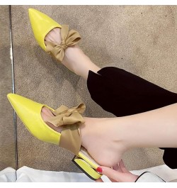 Women's Mule Shoes with Bow, Low Heel, Lightweight Pointed Toe, Comfortable Walking, Backless Mule Sandals Yellow $24.83 Mule...