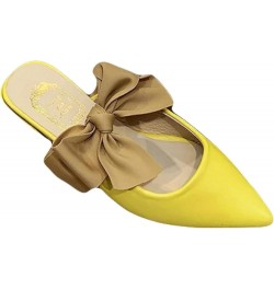 Women's Mule Shoes with Bow, Low Heel, Lightweight Pointed Toe, Comfortable Walking, Backless Mule Sandals Yellow $24.83 Mule...