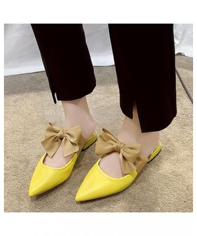 Women's Mule Shoes with Bow, Low Heel, Lightweight Pointed Toe, Comfortable Walking, Backless Mule Sandals Yellow $24.83 Mule...