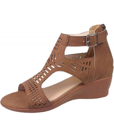 Platform Pillow Wedge Platform Sandals Women Comfortable Sandals Women Heeled Sandals For Women Wide Width Fl 1-brown $11.52 ...