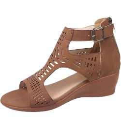 Platform Pillow Wedge Platform Sandals Women Comfortable Sandals Women Heeled Sandals For Women Wide Width Fl 1-brown $11.52 ...