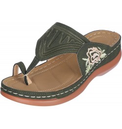 Womens Sandals Dressy Wide Width, Womens Summer Dressy Open Toe Sandals Embroidered Floral Clip Toe Flip Flops Shoes Green $1...